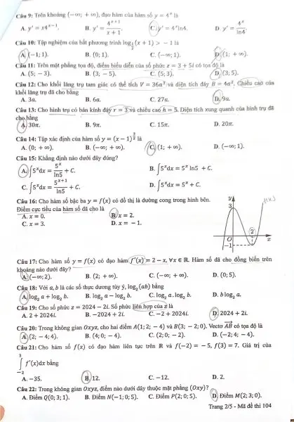 Đề thi THPT Quốc gia môn Toán năm 2024 mã đề 104 2