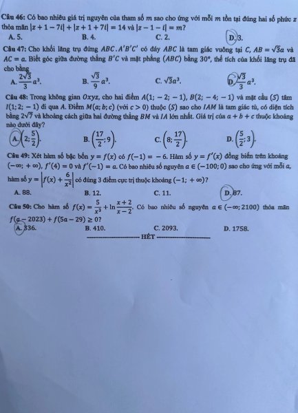Đề thi THPT Quốc gia môn Toán năm 2024 mã đề 105 5 Đề thi THPT Quốc gia môn Toán năm 2024 mã đề 105 5