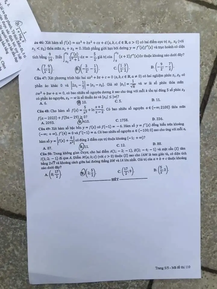 Đề thi THPT Quốc gia môn Toán năm 2024 mã đề 110 5 Đề thi THPT Quốc gia môn Toán năm 2024 mã đề 110 5