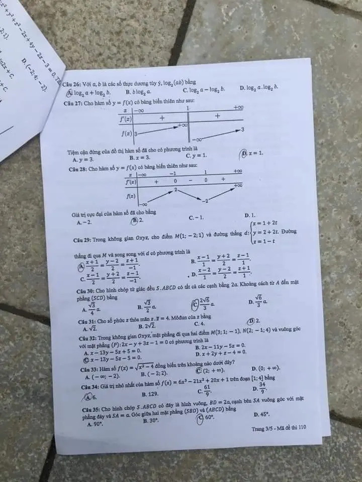 Đề thi THPT Quốc gia môn Toán năm 2024 mã đề 110 3 Đề thi THPT Quốc gia môn Toán năm 2024 mã đề 110 3