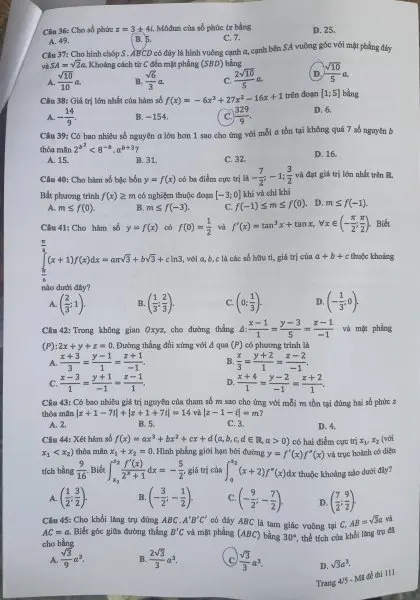 Đề thi THPT Quốc gia môn Toán năm 2024 mã đề 111 4 Đề thi THPT Quốc gia môn Toán năm 2024 mã đề 111 4