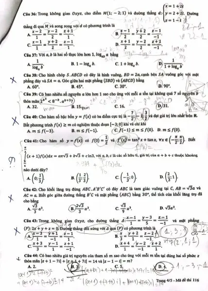 Đề thi THPT Quốc gia môn Toán năm 2024 mã đề 116 4 Đề thi THPT Quốc gia môn Toán năm 2024 mã đề 116 4