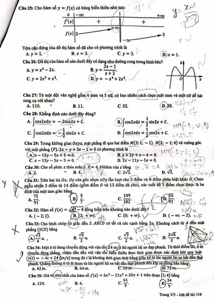 Đề thi THPT Quốc gia môn Toán năm 2024 mã đề 116 3 Đề thi THPT Quốc gia môn Toán năm 2024 mã đề 116 3