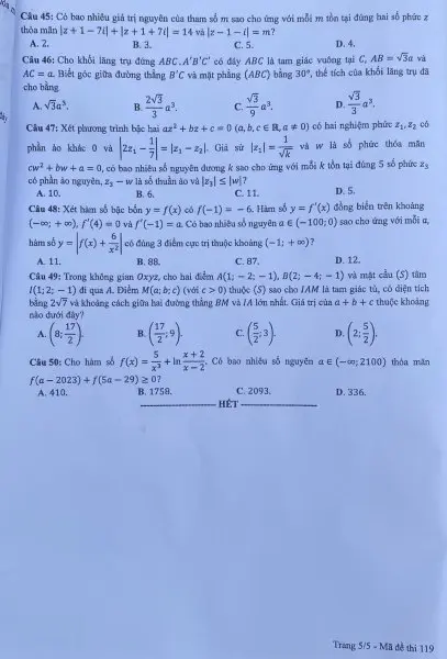 Đề thi THPT Quốc gia môn Toán năm 2024 mã đề 119 5 Đề thi THPT Quốc gia môn Toán năm 2024 mã đề 119 5