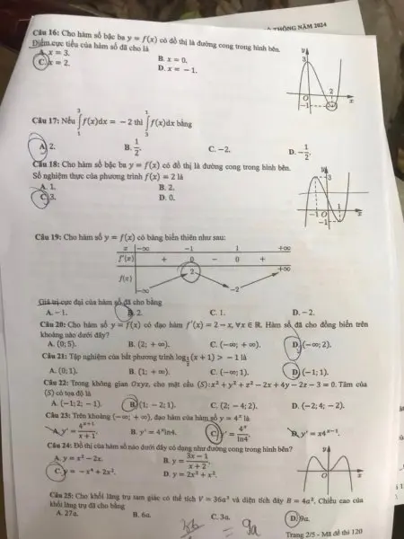 Đề thi THPT Quốc gia môn Toán năm 2024 mã đề 120 2 Đề thi THPT Quốc gia môn Toán năm 2024 mã đề 120 2
