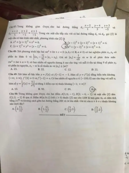 Đề thi THPT Quốc gia môn Toán năm 2024 mã đề 120 5 Đề thi THPT Quốc gia môn Toán năm 2024 mã đề 120 5