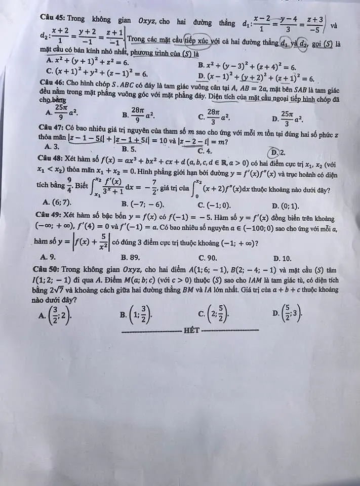 Đề thi THPT Quốc gia môn Toán năm 2024 mã đề 122 5 Đề thi THPT Quốc gia môn Toán năm 2024 mã đề 122 5