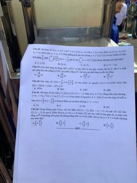 Đề thi THPT Quốc gia môn Toán năm 2024 mã đề 123 5 Đề thi THPT Quốc gia môn Toán năm 2024 mã đề 123 5