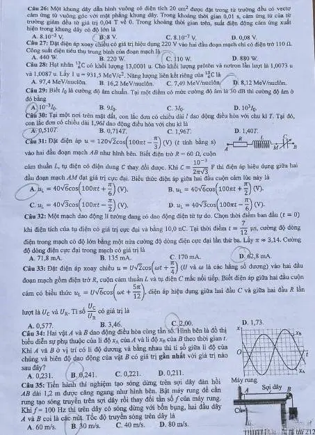 Đề thi THPT Quốc gia môn Vật lí năm 2024 mã đề 212 3 Đề thi THPT Quốc gia môn Vật lí năm 2024 mã đề 212 3