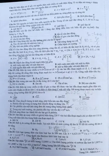 Đề thi THPT Quốc gia môn Vật lí năm 2024 mã đề 214 2 Đề thi THPT Quốc gia môn Vật lí năm 2024 mã đề 214 2