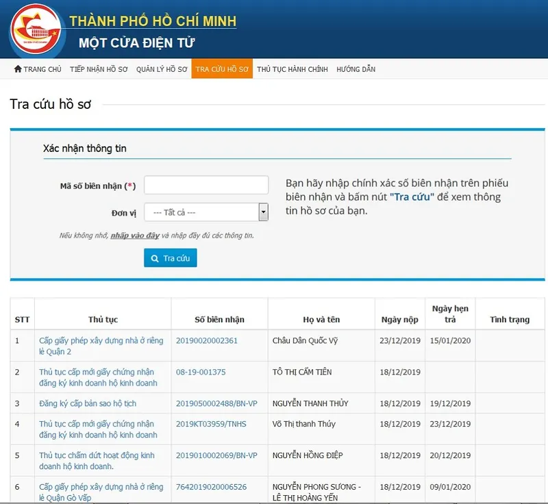 tra cứu hồ sơ dịch vụ công 3