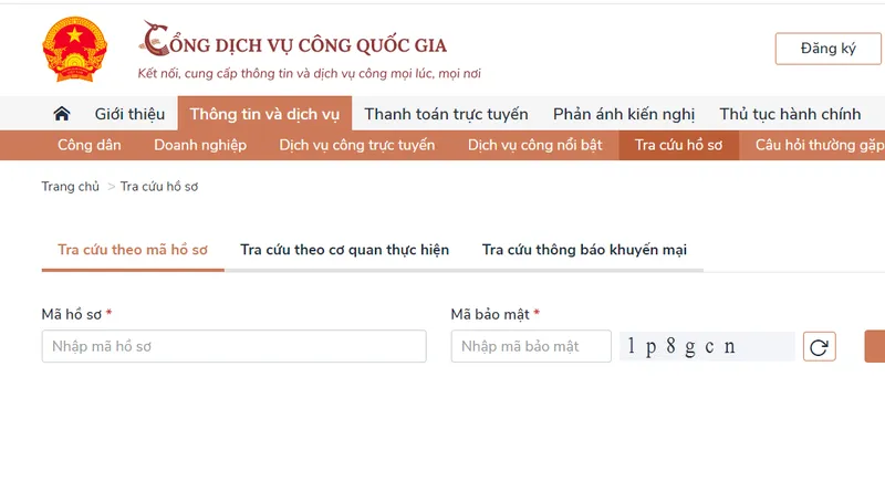 tra cứu hồ sơ dịch vụ công 8