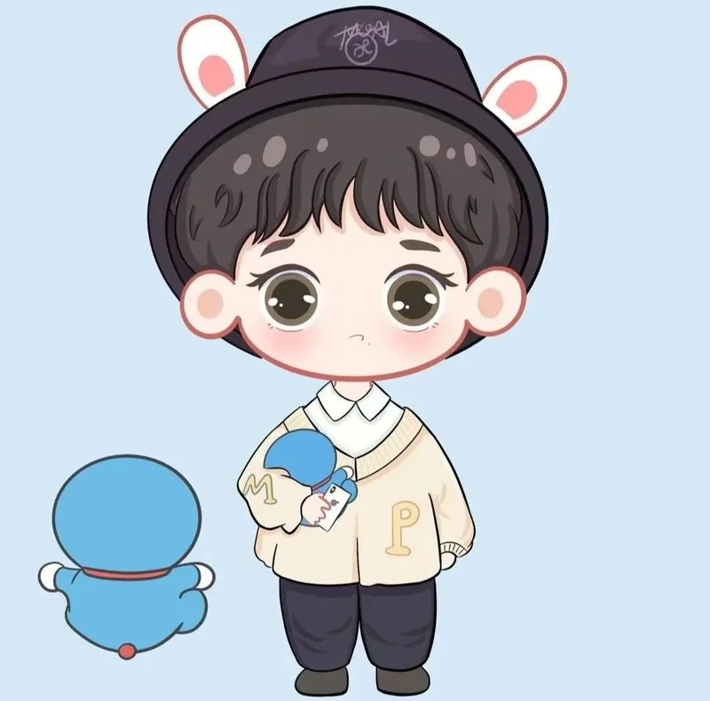 Hình anime nam chibi nhỏ nhắn, dễ thương với biểu cảm ngộ nghĩnh đáng yêu