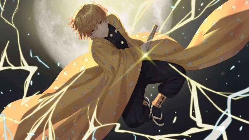 Hình ảnh thanh gươm diệt quỷ zenitsu thể hiện sức mạnh và sự dũng cảm