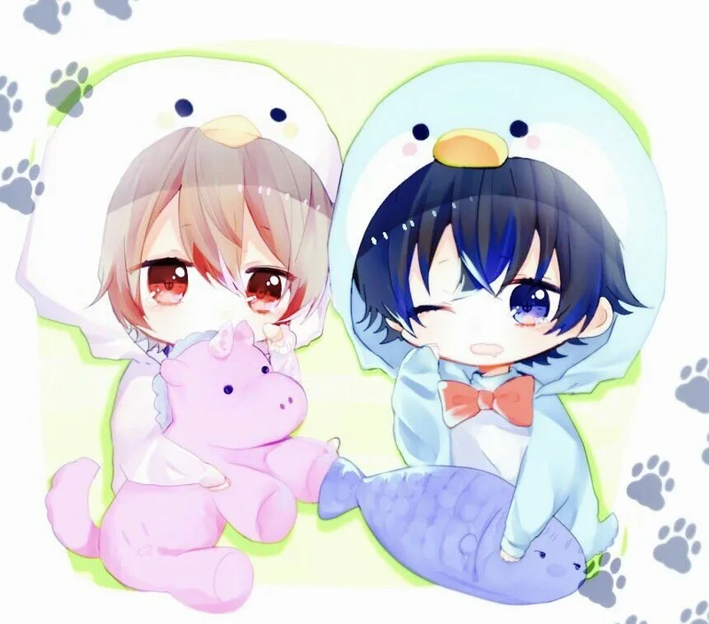 Đôi bạn thân mê anime với ảnh cặp đôi anime chibi cute rời