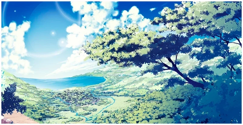 Đắm chìm vào thế giới ảnh nền máy tính anime phong cảnh huyền ảo