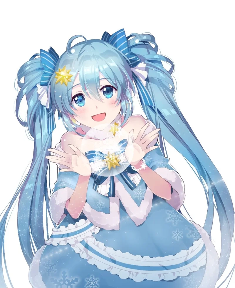 Ảnh anime nữ màu xanh dương cute mang đến sự ngọt ngào và dễ thương