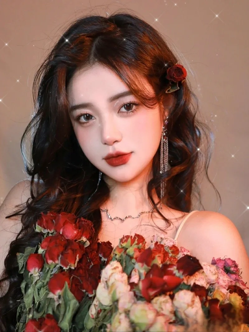 Avatar nữ cầm hoa thể hiện sự nữ tính và duyên dáng