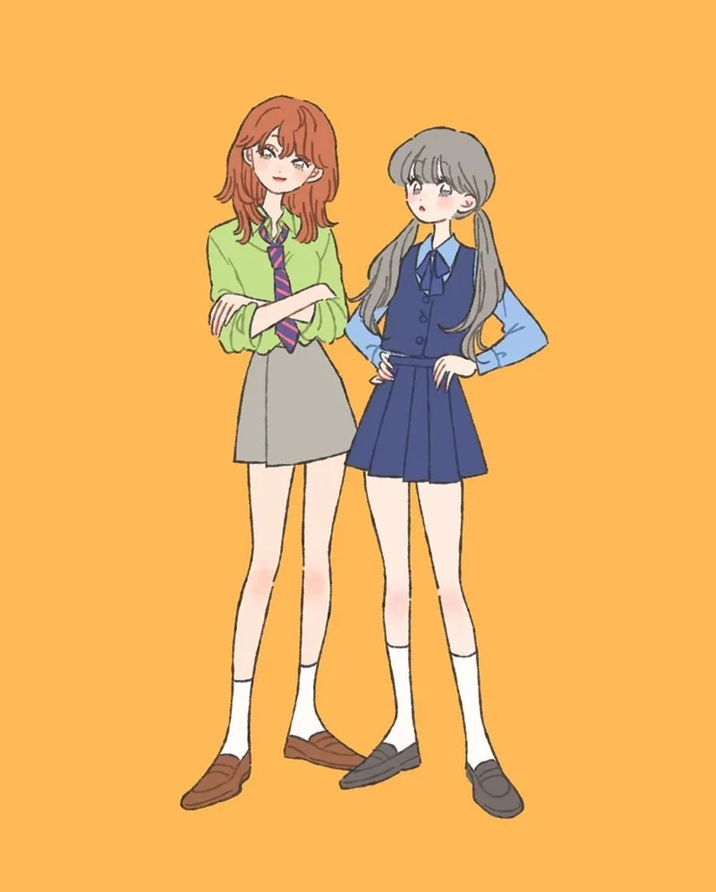 Tạo avatar cặp ảnh anime đôi bạn thân nữ thật phong cách