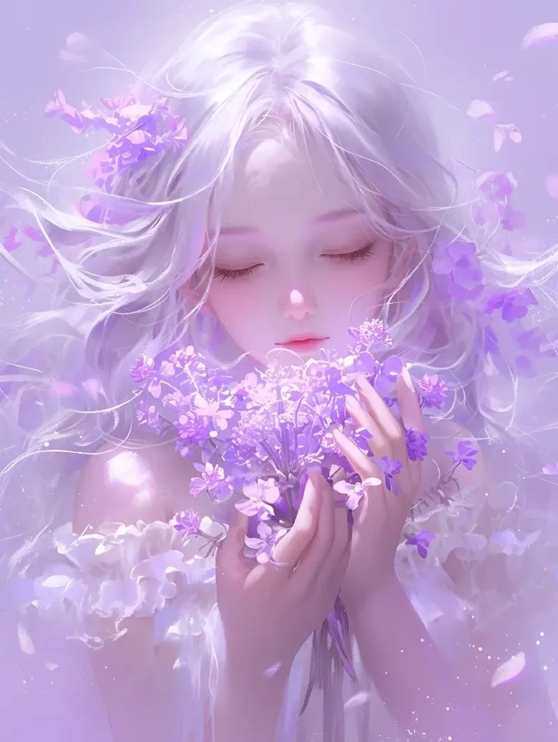 Hình cute màu tím mang lại sự dễ thương và vui vẻ