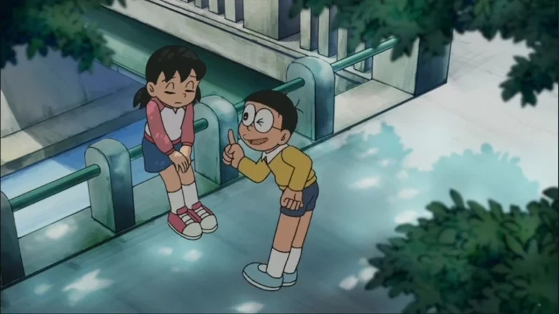 Hình ảnh nobita và shizuka anime thể hiện tình yêu trong sáng