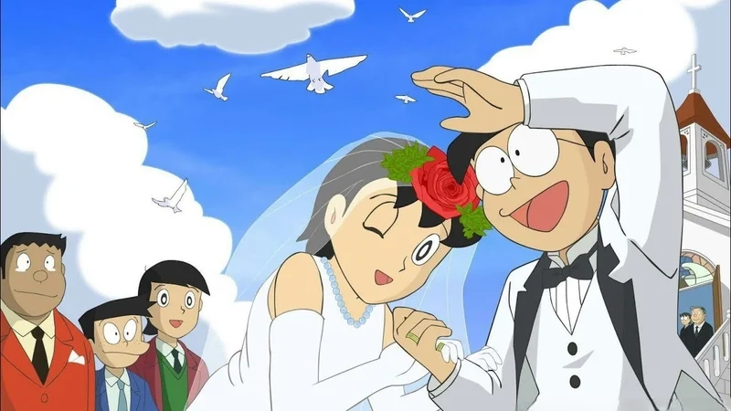 Hình ảnh nobita và shizuka là biểu tượng của tình yêu đẹp