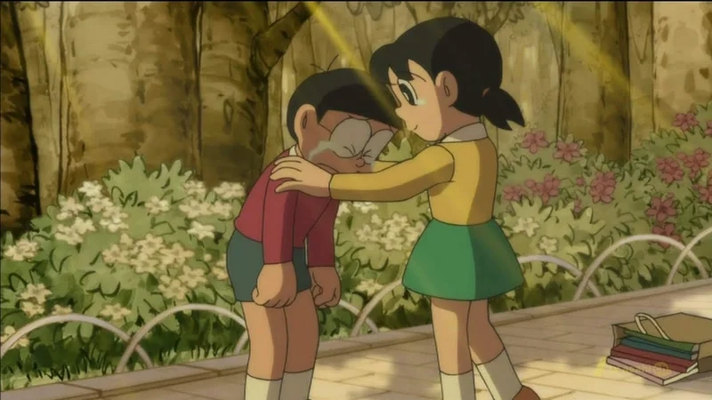 Hình ảnh nobita và xuka mang đến cảm giác dễ thương và vui vẻ