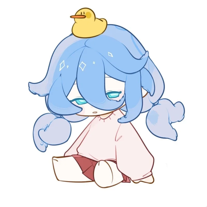 Hình ảnh chibi nữ cute màu xanh dương mang đến sự ngộ nghĩnh và đáng yêu