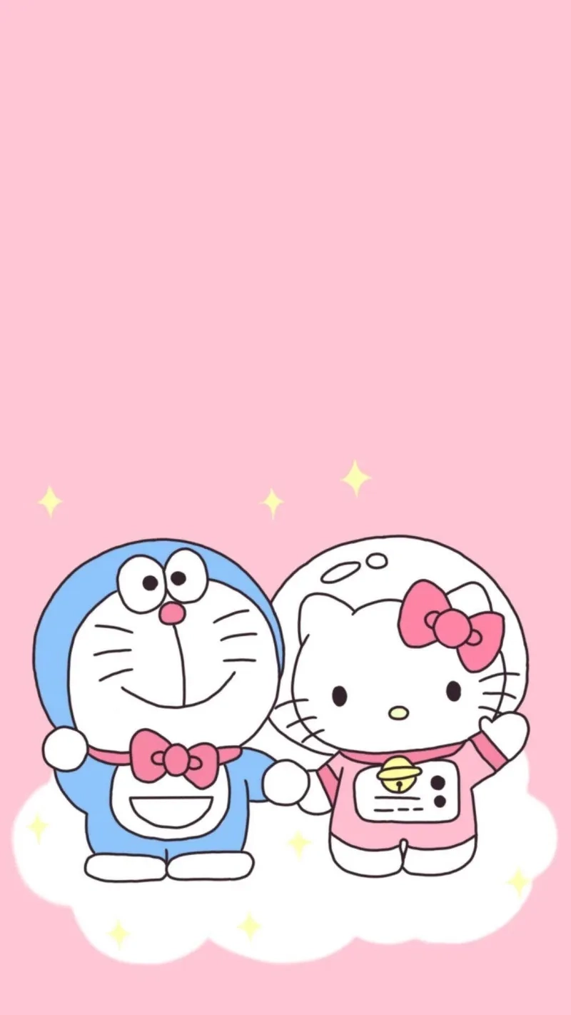 Hello kitty và hello doraemon là cặp đôi đáng yêu trong lòng fan