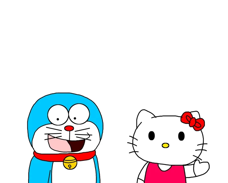 Hello kitty và doraemon là cặp đôi đáng yêu trong thế giới hoạt hình