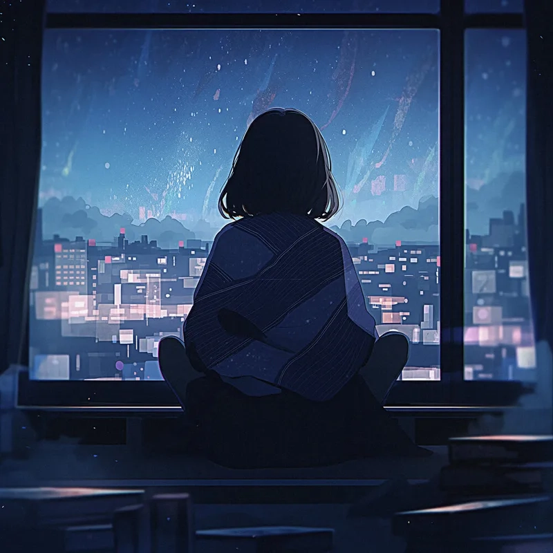 Hình ảnh cô đơn một mình hoạt hình thể hiện nỗi buồn sâu sắc