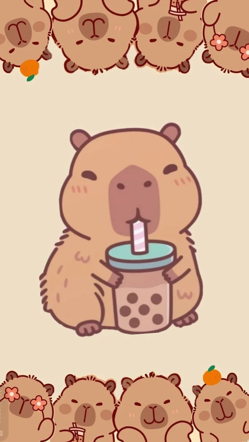 Hình nền capybara cute với phong cách chill ngộ nghĩnh, vui nhộn