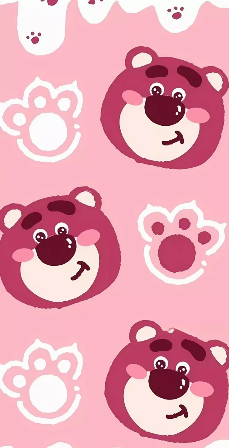 Hình nền gấu dâu cute dễ thương, phong cách ngọt ngào