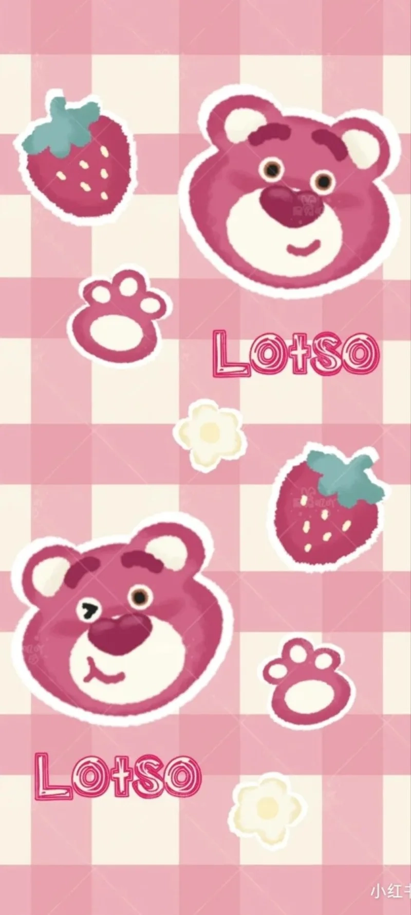 Hình nền gấu dâu với gam màu nhẹ nhàng, đáng yêu