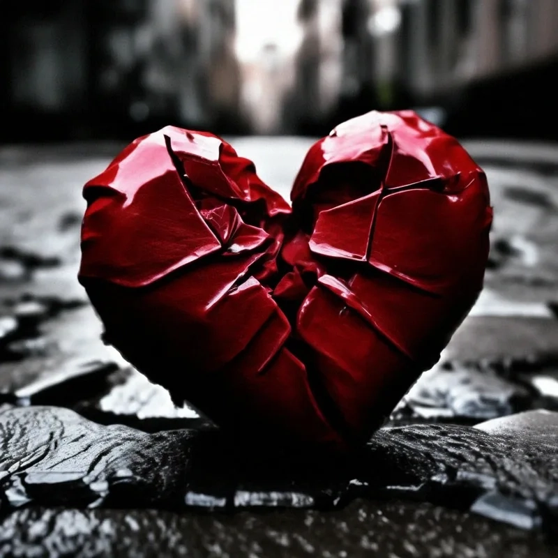 Hình ảnh về trái tim tan vỡ thể hiện nỗi đau trong tình yêu